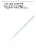 AQA GCSE STATISTICS Foundation Tier Paper 1 QUESTION PAPER JUNE 2023