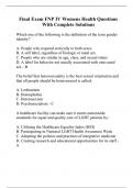 Final Exam FNP IV Womens Health Questions With Complete Solutions