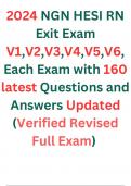 2024 NGN HESI RN Exit Exam V1,V2,V3,V4,V5,V6,  Each Exam with 160 latest Questions and Answers Updated (Verified Revised Full Exam)