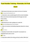 Food Handler BUNDLE DEAL Food Handlers License Test  Food Handler Training - Riverside, CA Final Exam  Food handlers card Test AZ Latest 2024 Actual Questions and Verified Answers (2024 / 2025) A+ Grade 100% Guarantee Verified by Experts