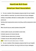 HeartCode BLS (American Heart Association) 2025 | Questions with 100% Correct Answers | Verified | Latest Update