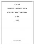 COM 316 GENDER & COMMUNICATION COMPREHENSIVE FINAL EXAM Q & A 2023