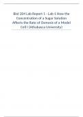 iol 204 Lab Report 1 - Lab 1 How the Concentration of a Sugar Solution Affects the Rate of Osmosis of a Mod