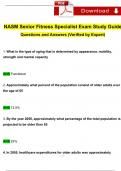 NASM Senior Fitness Specialist (SFS) EXAM EXPECTED QUESTIONS AND VERIFIED ANSWERS (2024 / 2025) BUNDLED SOLUTIONS / A+ GRADE(VERIFIED REVISED FULL EXAM)