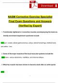 NASM Corrective Exercise Specialist (CES) Final Exam Questions and Answers (2024 / 2025) (Verified Answers)