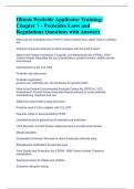 Illinois Pesticide Applicator Training: Chapter 7 - Pesticides Laws and Regulations Questions with Answers 