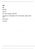 AQA as history 7041/1c the tudors: england, 1485 â€“1603 compon ent 1c consolidation of th e tudor dynasty: england, 1485 â€“ 1547 mark sch eme june 2023