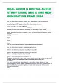 ORAL AUDIO & DIGITAL AUDIO STUDY GUIDE QNS & ANS NEW GENERATION EXAM 2024