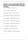 Midterm Lab Practical Review (BIO 210) Questions And Answers With Complete Solutions