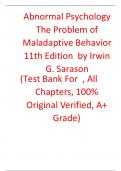 Test Bank For Abnormal Psychology The Problem of Maladaptive Behavior 11e by Irwin G. Sarason