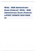 RCAL - NAB Administrator Exam (Federal) / RCAL - NAB Administrator Exam (Federal) LATEST UPDATE 2024 PASS A+ 