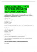 Chem 219 Exam 1 100%  VERIFIED ANSWERS  2024/2025 CORRECT ALREADY PASSED