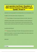 pool operators test Exam | Questions &  100% Correct Answers (Verified) | Latest  Update | Grade A+pool operators test Exam | Questions &  100% Correct Answers (Verified) | Latest  Update | Grade A+