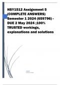 HSY1512 Assignment 5 (COMPLETE ANSWERS) Semester 1 2024 (659796) - DUE 2 May 2024 Course Southern Africa Until the Early 1800s: Encounters (HSY1512) Institution University Of South Africa (Unisa) Book Southern Africa Since 1800