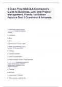 1 Exam Prep NASCLA Contractor's Guide to Business, Law, and Project Management, Florida 1st Edition Practice Test 1 Questions & Answers.