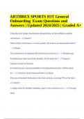 ARTHREX SPORTS IOT General Onboarding Exam Questions and Answers | Updated 2024/2025 | Graded A+ 