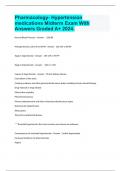 Pharmacology- Hypertension medications Midterm Exam With Answers Graded A+ 2024.