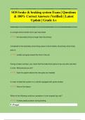 SOS brake & braking system Exam | Questions  & 100% Correct Answers (Verified) | Latest  Update | Grade A+ SOS brake & braking system Exam | Questions  & 100% Correct Answers (Verified) | Latest  Update | Grade A+ 