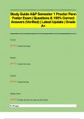 Study Guide A&P Semester 1 Proctor Penn  Foster Exam | Questions & 100% Correct  Answers (Verified) | Latest Update | Grade  A+