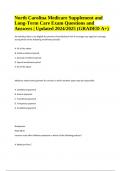 North Carolina Medicare Supplement and Long-Term Care Exam Questions and Answers | Updated 2024/2025 (GRADED A+)