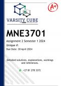 MNE3701 Assignment 2 (DETAILED ANSWERS) Semester 2 2024 - DISTINCTION GUARANTEED