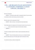 CDL - AIR BRAKES EXAM | QUESTIONS  & ANSWERS (VERIFIED) | LATEST  UPDATE | GRADED A+