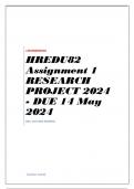 HREDU82 Assignment 1 RESEARCH PROJECT 2024 - DUE 14 May 2024