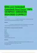 BEST ANSWERS KINE 223 Volleyball Campbell Final Exam 100%  VERIFIED ANSWERS  2024/2025 CORRECT