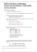 MATH-533 Week 1 Addendum: Homework-Quiz Review – With 100% Correct Answers