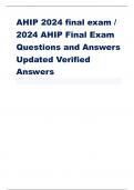 AHIP 2024 final exam /  2024 AHIP Final Exam  Questions and Answers  Updated Verified Answers 