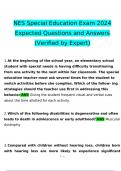 NES Special Education Exam2024 Expected Questions and Answers (Verified by Expert)