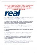 ATI RN FUNDAMENTALS PROCTORED REAL ACTUAL EXAM PACKAGE DEAL QUESTIONS AND CORRECT ANSWERS LATEST UPDATE 2023-2024  REAL QUESTIONS AND ANSWERS. 