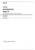 AQA     GCSE MATHEMATICS 8300/1F Foundation Tier Paper 1 Non-Calculator Mark scheme June 2023