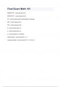 Final Exam Math 101 questions and answers latest 2024