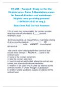 VA LRR – Preneed { Study set for the  Virginia Laws, Rules & Regulations exam  for funeral directors and embalmers Virginia laws governing preneed  (18VAC65-30-10 et seq.)} Questions And Correct Answers