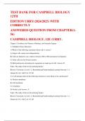 TEST BANK FOR CAMPBELL BIOLOGY  12TH  EDITION URRY(2024/2025) WITH  CORRECTLY  ANSWERED QUESTION FROM CHAPTER(1- 56) CAMPBELL BIOLOGY, 12E (URRY)