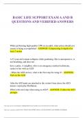 BASIC LIFE SUPPORT EXAM A AND B QUESTIONS AND VERIFIED ANSWERS