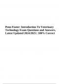 Penn Foster: Introduction To Veterinary Technology Exam Questions and Answers, Latest Updated | PENNFOSTER Exam Questions and Answers Latest Update & Penn Foster: Introduction To Veterinary Technology Exam Questions and Answers | Latest Updated 2024/2025 