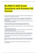 BLAW212 2024 Exam Questions and Answers All Correct 