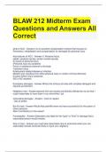 BLAW 212 Midterm Exam Questions and Answers All Correct 