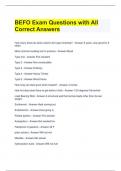 BEFO Exam Questions with All Correct Answers 