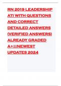 RN 2019 LEADERSHIP ATI WITH QUESTIONS AND CORRECT DETAILED ANSWERS (VERIFIED ANSWERS) ALREADY GRADED A+||NEWEST UPDATES 2024