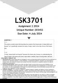 LSK3701 Assignment 2 (ANSWERS) 2024 - DISTINCTION GUARANTEED