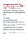 NASM WEIGHT LOSS SPECIALIST Exam Questions and Answers (2024 /  2025) (Verified Answers