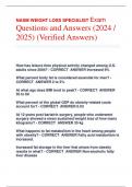 NASM WEIGHT LOSS SPECIALIST Exam Questions and Answers (2024 /  2025) (Verified Answers)