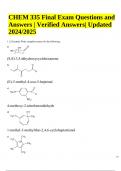 CHEM 335 Final Exam Questions and Answers | Verified Answers| Latest Updated 2024/2025 (GRADED)