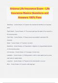 Arizona Life Insurance Exam - Life Insurance Basics Questions and Answers 100% Pass