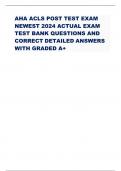 AHA ACLS POST TEST EXAM NEWEST 2024 ACTUAL EXAM TEST BANK QUESTIONS AND CORRECT DETAILED ANSWERS WITH GRADED A+ 