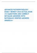 ADVANCED PATHOPHYSIOLOGY EXAM 1 NEWEST 2024 ACTUAL EXAM 314 QUESTIONS AND CORRECT DETAILED ANSWERS WITH RATIONALES VERIFIED ANSWERS GRADED A 