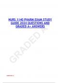 NURS 1140 PHARM EXAM STUDY GUIDE 2024 QUESTIONS AND GRADED A+ ANSWERS